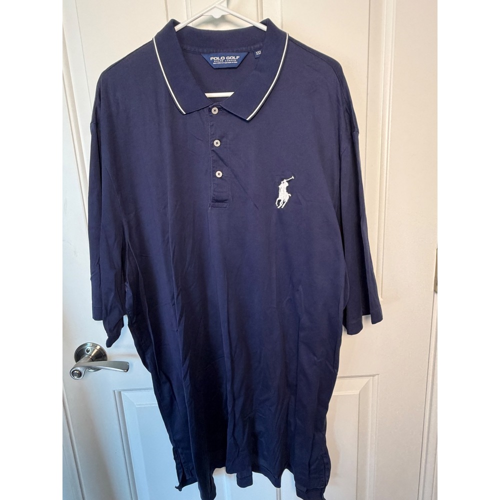 Polo Golf Ralph Lauren Mens XXL Navy Blue Pima Cotton Big Pony Polo Shirt